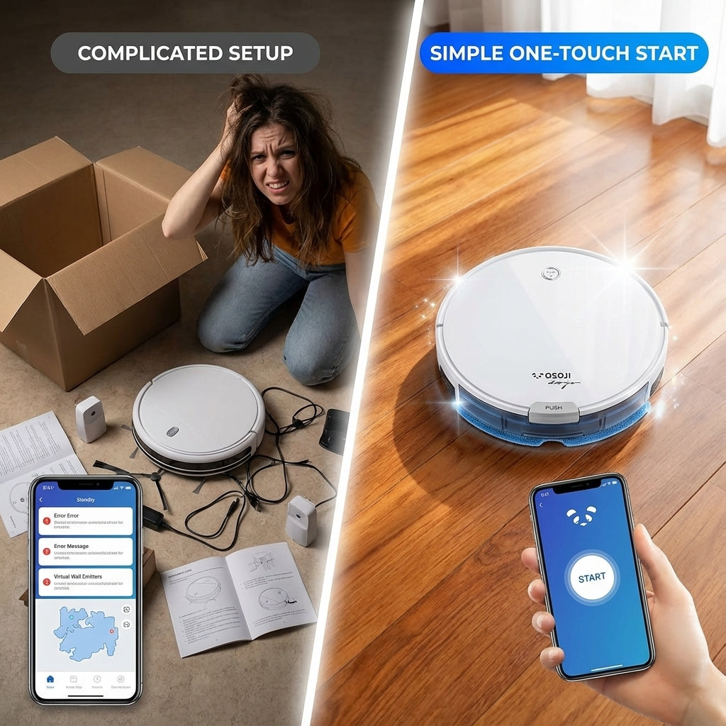 OSOJI 3-in-1 Robot Vacuum and Mop - Robotic Vacuum Cleaner - Robot Vacuum - Dojo Duo 990 - WiFi Connection. HEPA Filter. Powerful Suction System, Ultra-Quiet | Vaccuum Duo